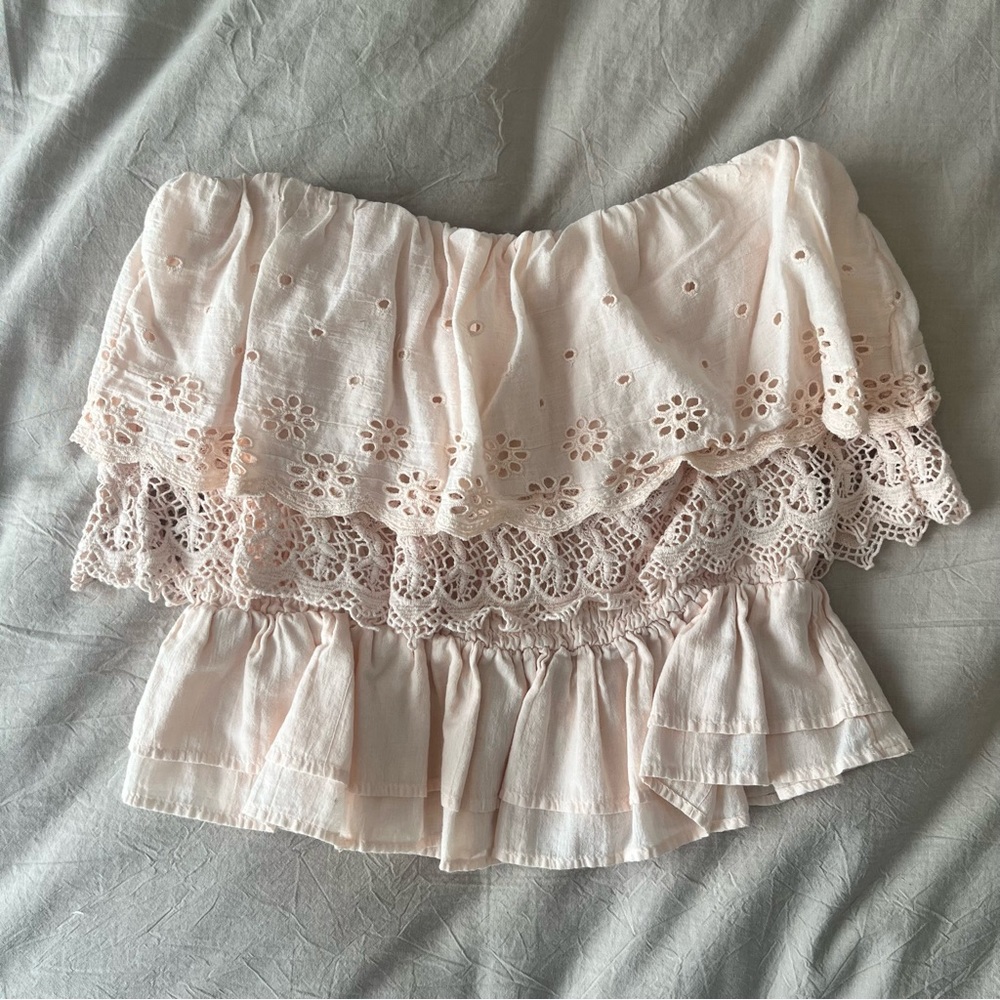Baby Pink Eyelet tube top